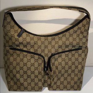 Gucci Tan Hobo Bag with Black Accents